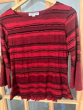 Andria Lieu Vintage Red Striped Long Sleeve Tee